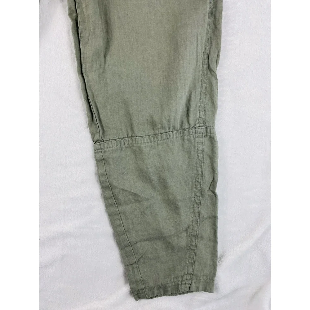 Everlane The Linen Pull-On Barrel Pant XS Seagrass Green Elastic Waist Coastal